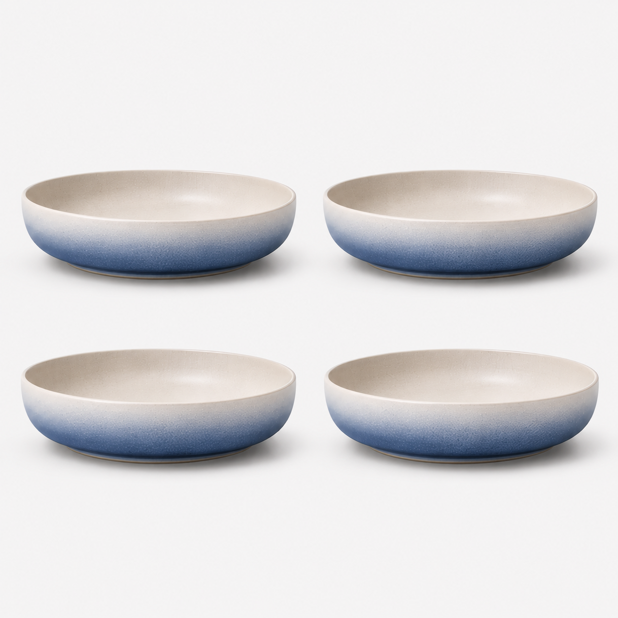 Stoneware Salad Bowls Set of 4 - Santorini Aegean Sea