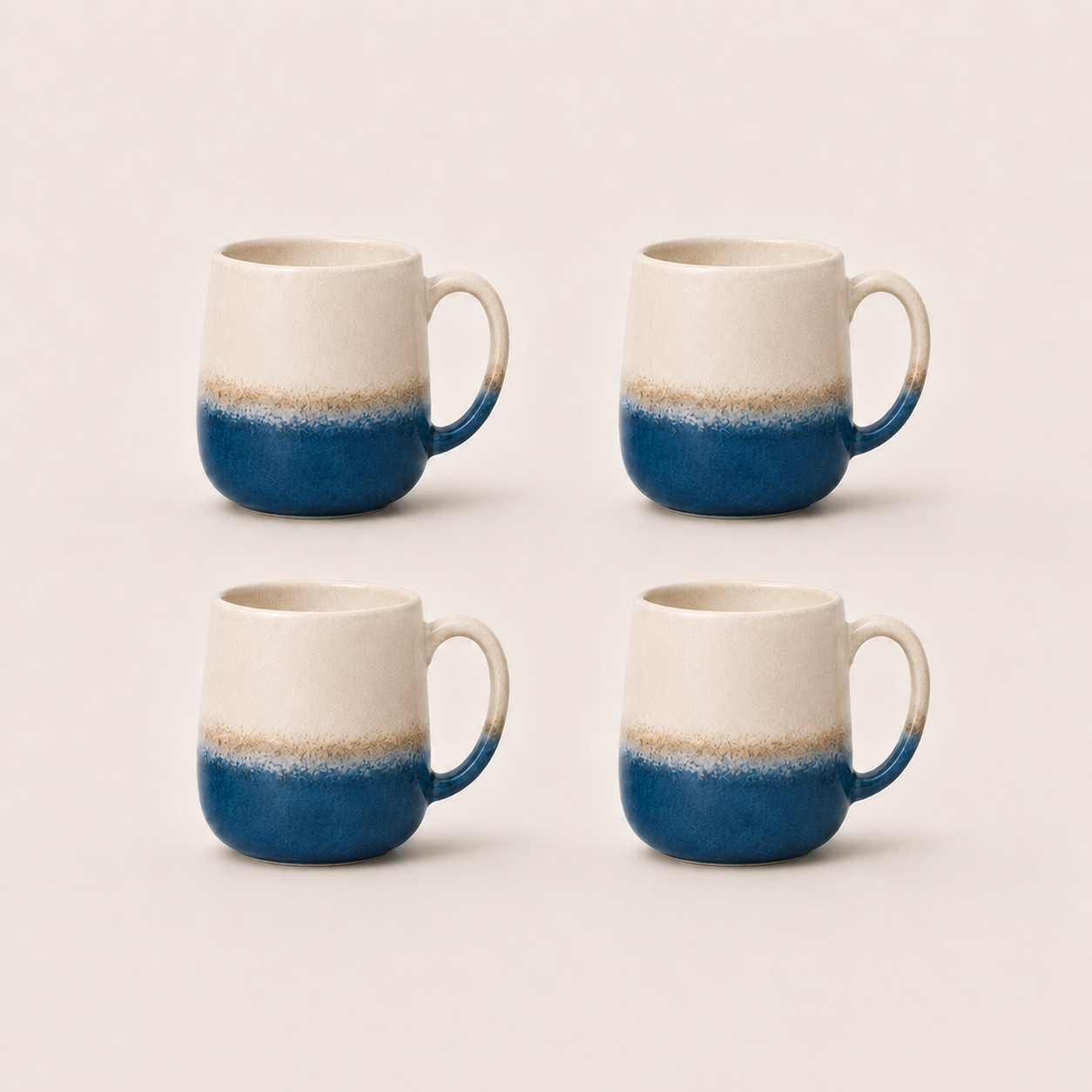 Stoneware Mug Set of 4 - Santorini Aegean Sea