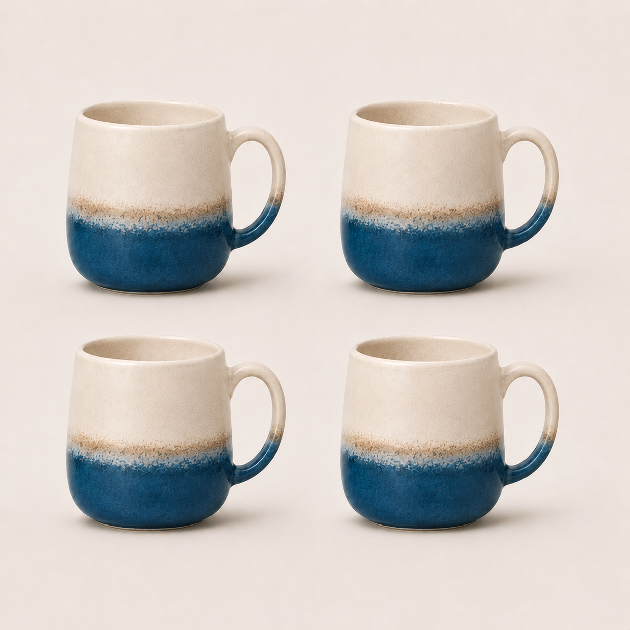 Stoneware Mug Set of 4 - Santorini Aegean Sea