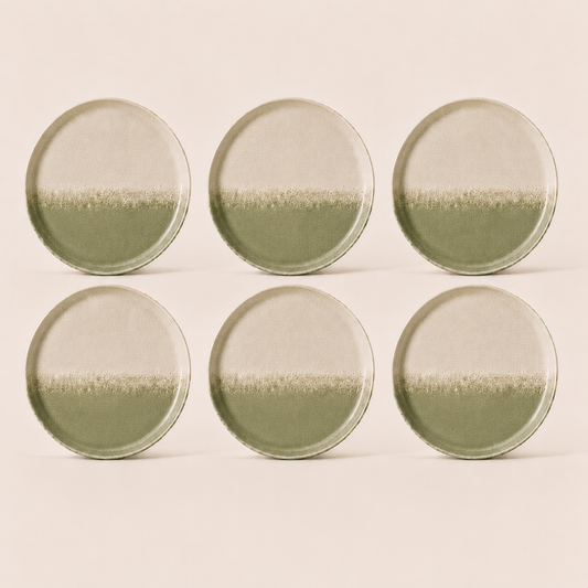 Stoneware Dinner Plates Set of 6 - Machu Picchu Moss