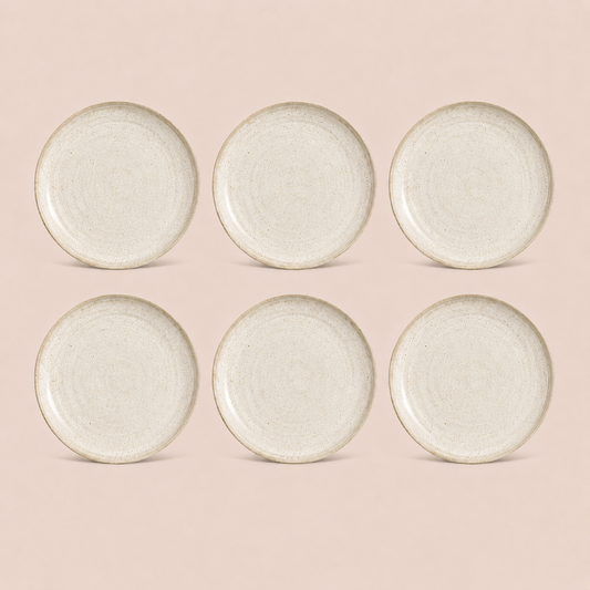 Earthlayers Earthenware Dinner Plates Set of 6 - White Cliffs of Dover