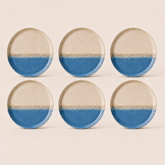 Stoneware Dinner Plates Set of 6 - Santorini Aegean Sea