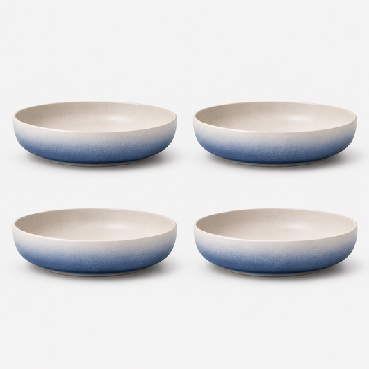 Stoneware Salad Bowls Set of 4 - Santorini Aegean Sea
