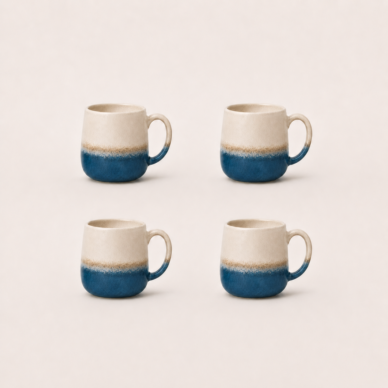 Stoneware Mug Set of 4 - Santorini Aegean Sea