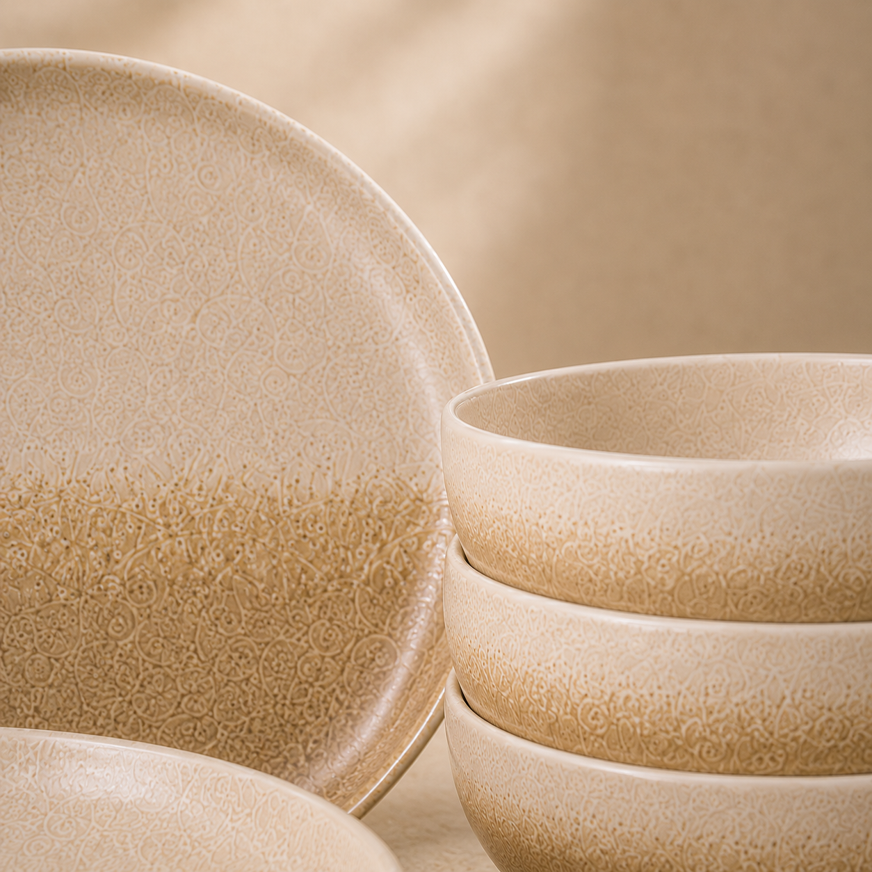 Stoneware 12-Piece Ceramic Dinnerware Set - Sahara Sand