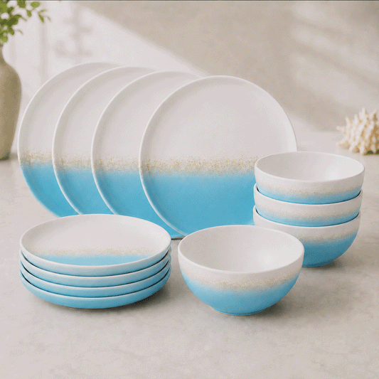 Earthlayers Stoneware 12-Piece Ceramic Dinnerware Set - Mirissa Beach