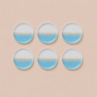 Earthlayers Stoneware Dessert Plates Set of 6 - Mirissa Beach