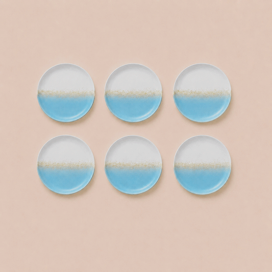 Earthlayers Stoneware Dessert Plates Set of 6 - Mirissa Beach