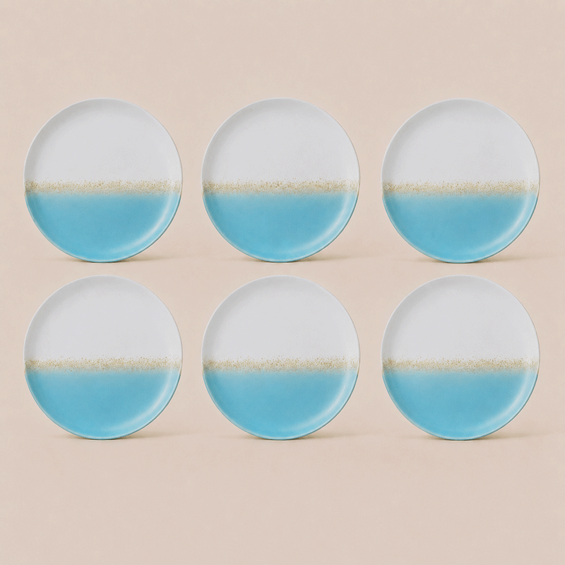 Earthlayers Stoneware Dinner Plates Set of 6 - Mirissa Beach