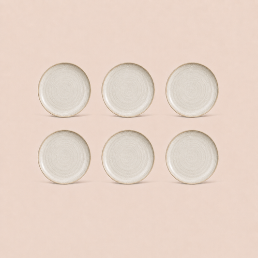 Earthlayers Earthenware Dessert Plates Set of 6 - White Cliffs of Dover